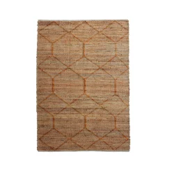 Tapis de salon rectangulaire jute et coton tissé main (140 x 200 cm) Jaya Marron