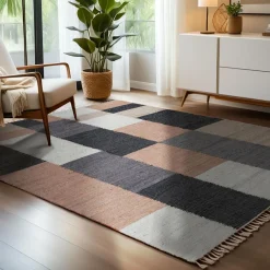 Tapis de salon rectangulaire jute et coton (160 x 230 cm) Freya Multicolore
