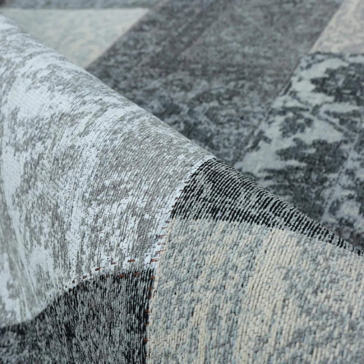 Tapis de salon rectangulaire jacquard (160 x 230 cm) Rishi Noir et gris