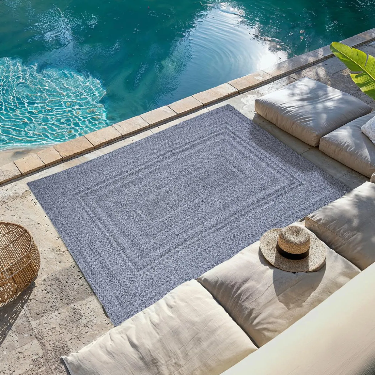Tapis d'extérieur rectangulaire (120 x 170 cm) Pablo Poivre et sel