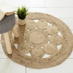 Tapis jute rond (80 cm) Giusti Beige naturel