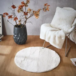Tapis rond fausse fourrure (80 cm) Finn Blanc