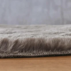 Tapis rond fausse fourrure (80 cm) Finn Taupe