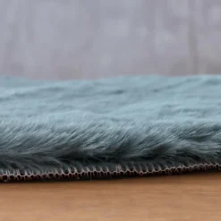 Tapis rond fausse fourrure (80 cm) Finn Bleu