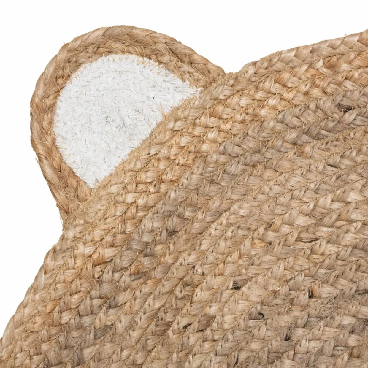 Tapis rond jute enfant (100 cm) Ourson Beige