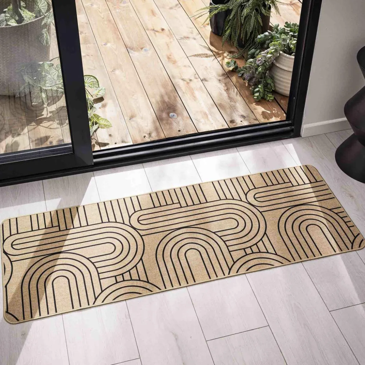 Tapis tissé antidérapant (45 x 120 cm) Modul Noir