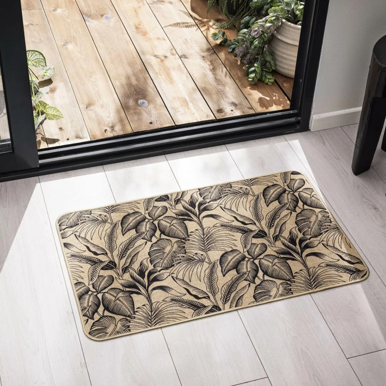 Tapis tissé antidérapant (45 x 75 cm) Stylis Noir