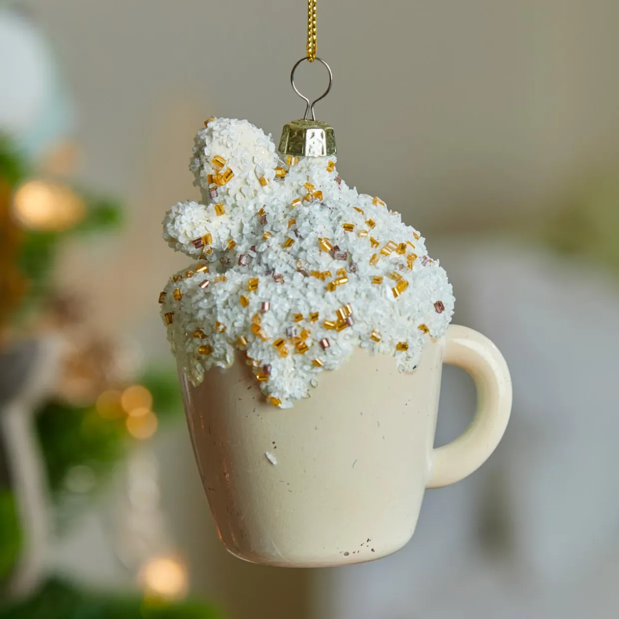 Tasse à café à suspendre (H9 cm) Pailletée Crème