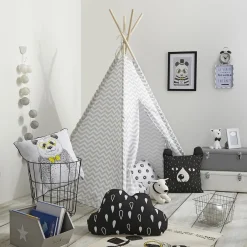 Tipi enfant bois et tissu (H160 cm) Twin Gris