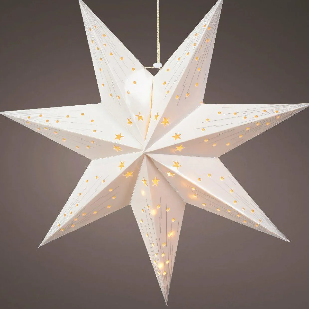 Étoile lumineuse à piles Origami (H40 cm) Oria Blanc et blanc chaud