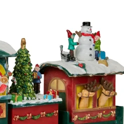 Train de Noël animé et musical (H38 cm) Père Noël et ses lutins Multicolore