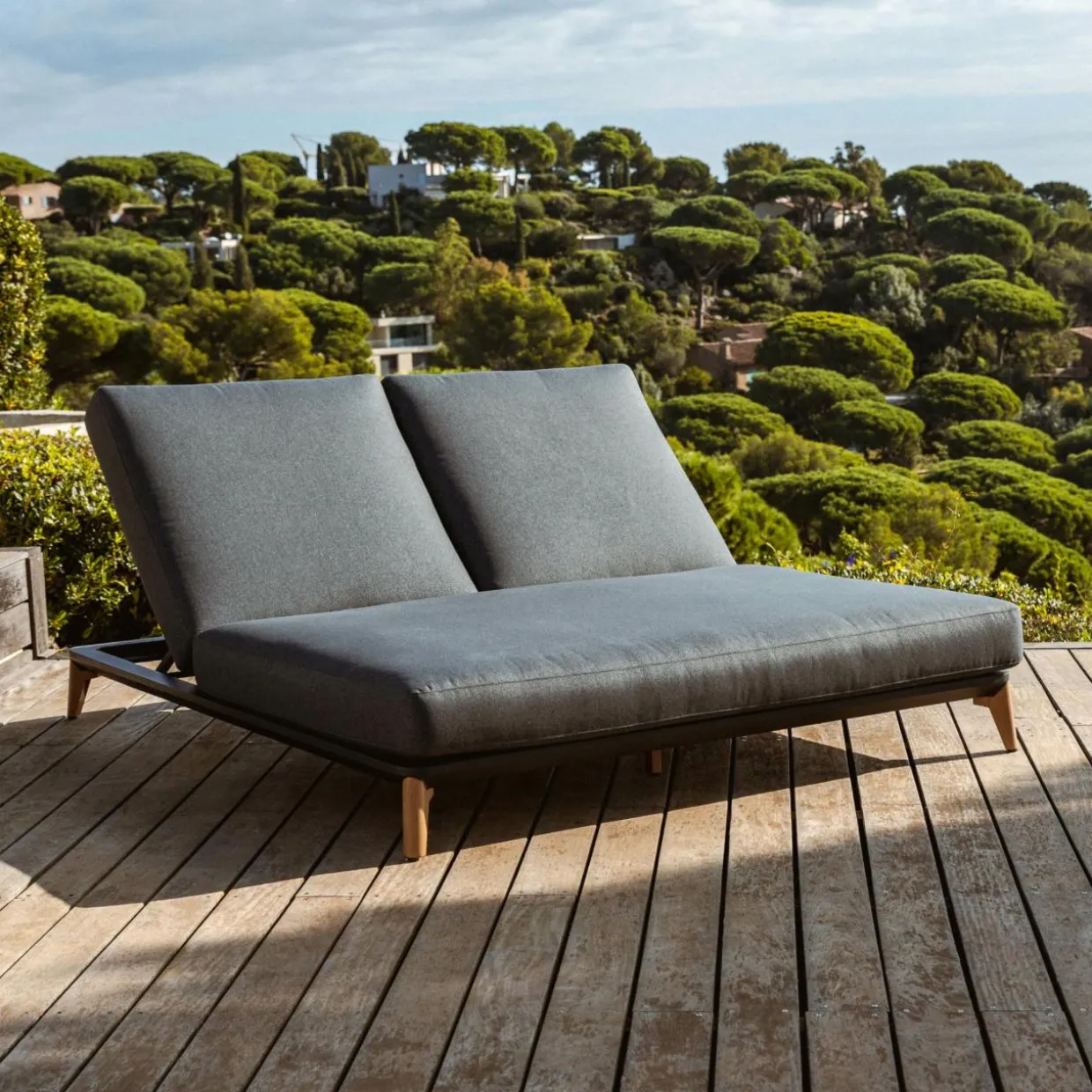Transat double en aluminium Monte Carlo Gris anthracite
