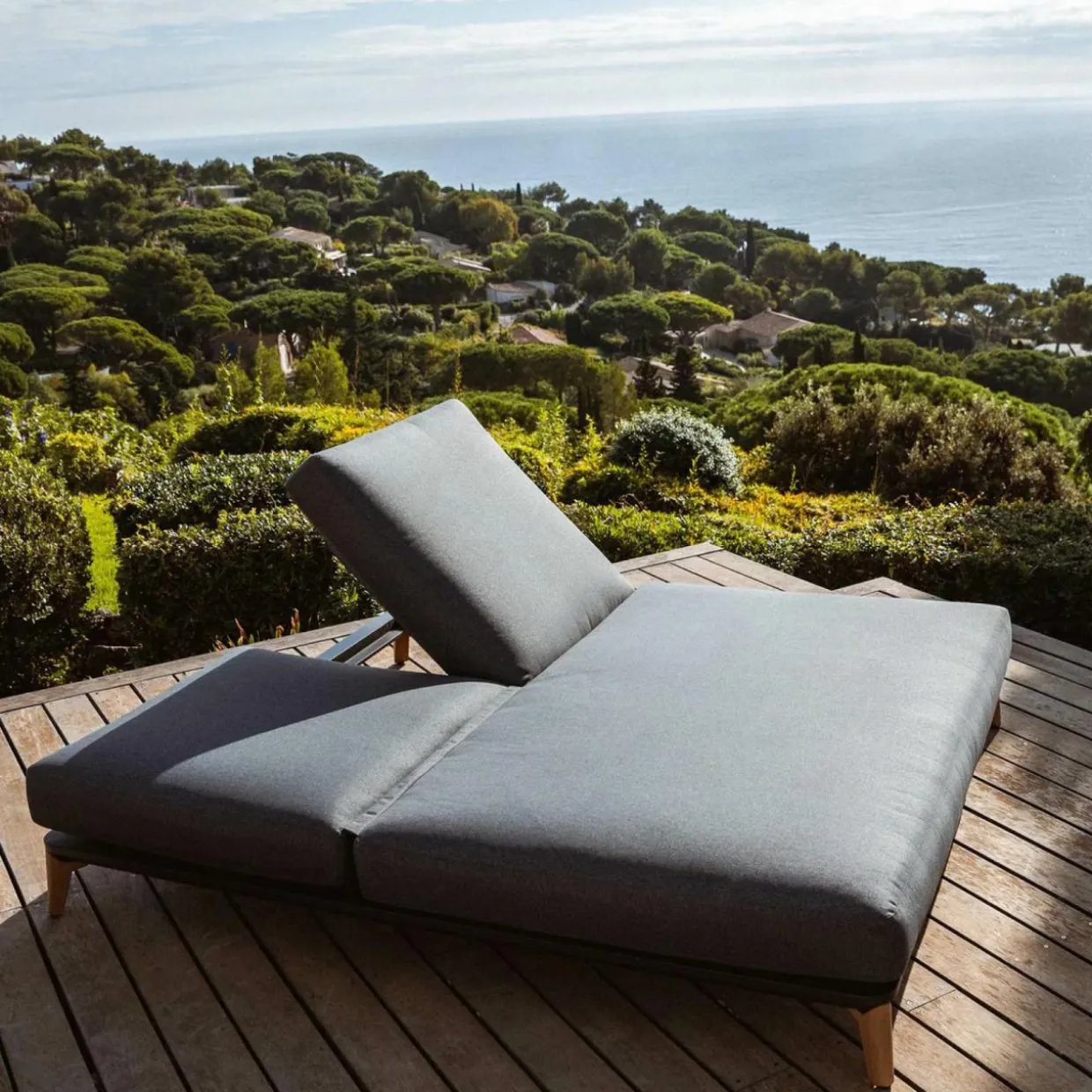 Transat double en aluminium Monte Carlo Gris anthracite