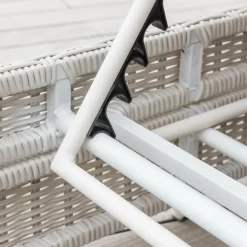 Transat double en résine tressée - Canapé de jardin Calvi Blanc et gris clair