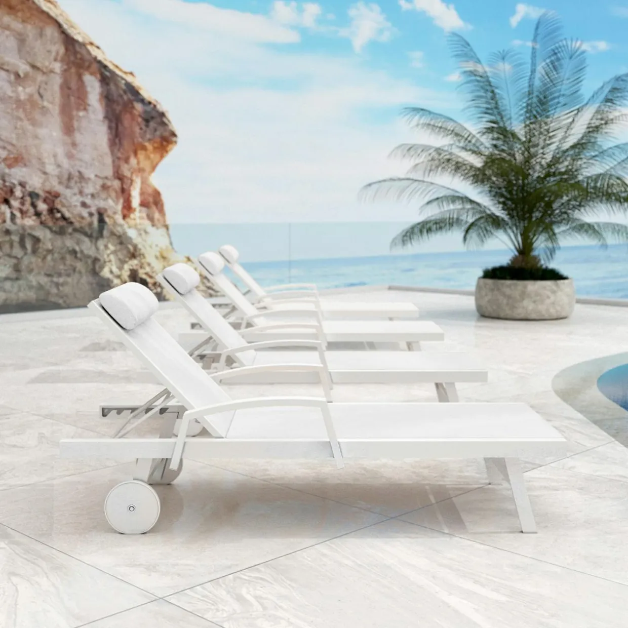 Transat en aluminium Pirae Blanc