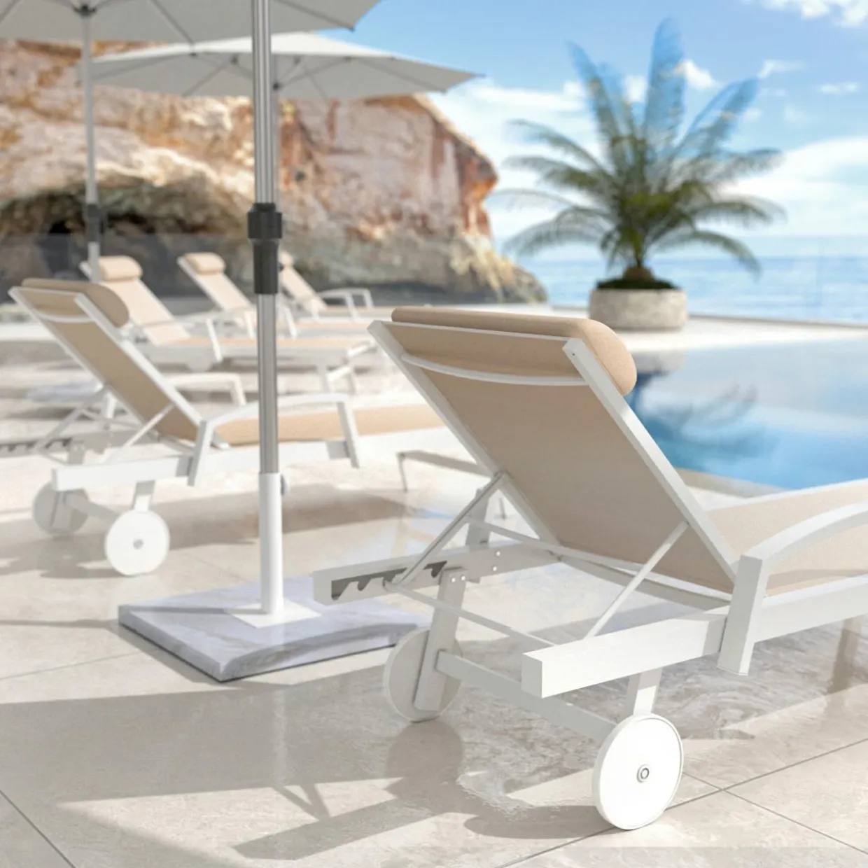 Transat en aluminium Pirae Ecru