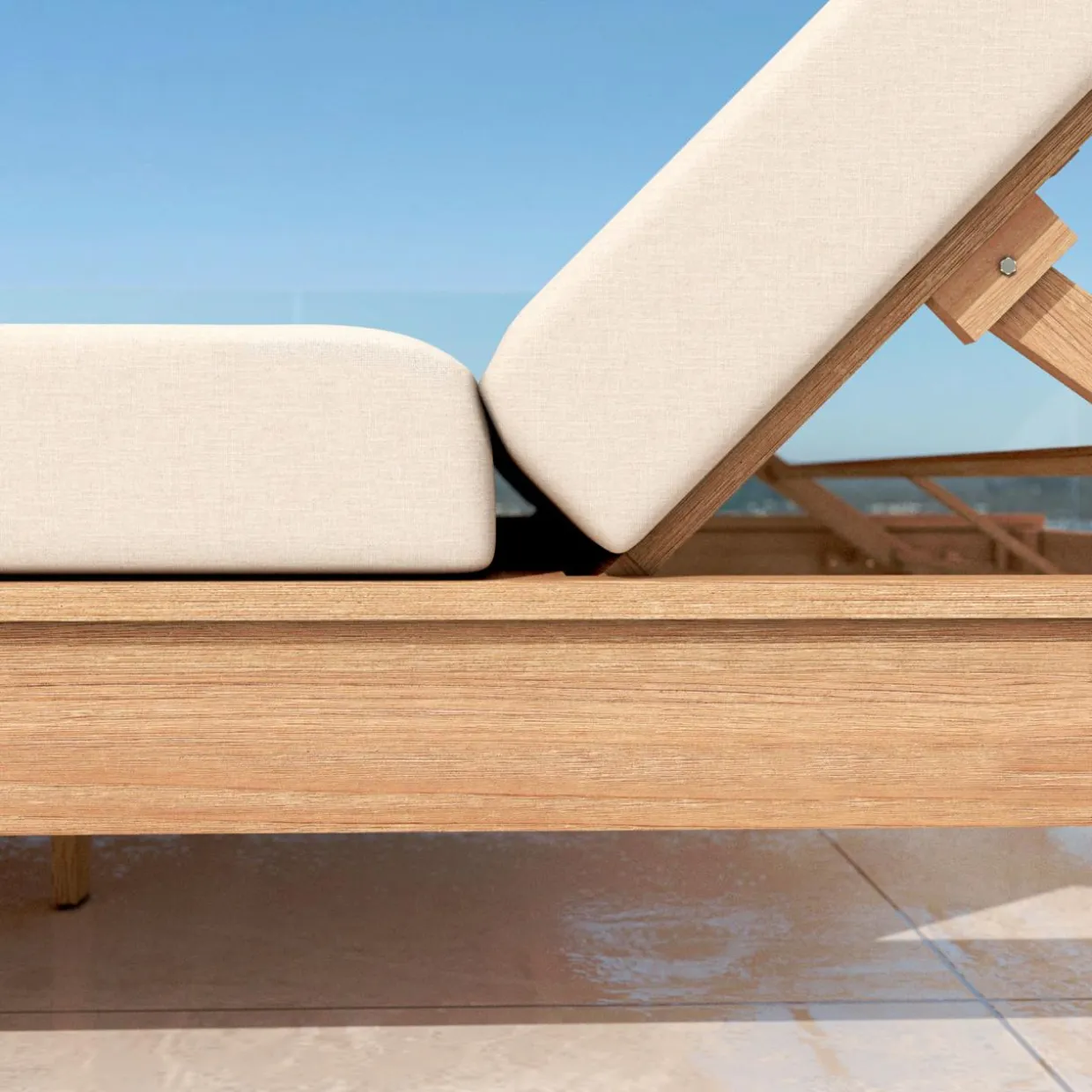 Transat en bois d'acacia Bornéo Sable