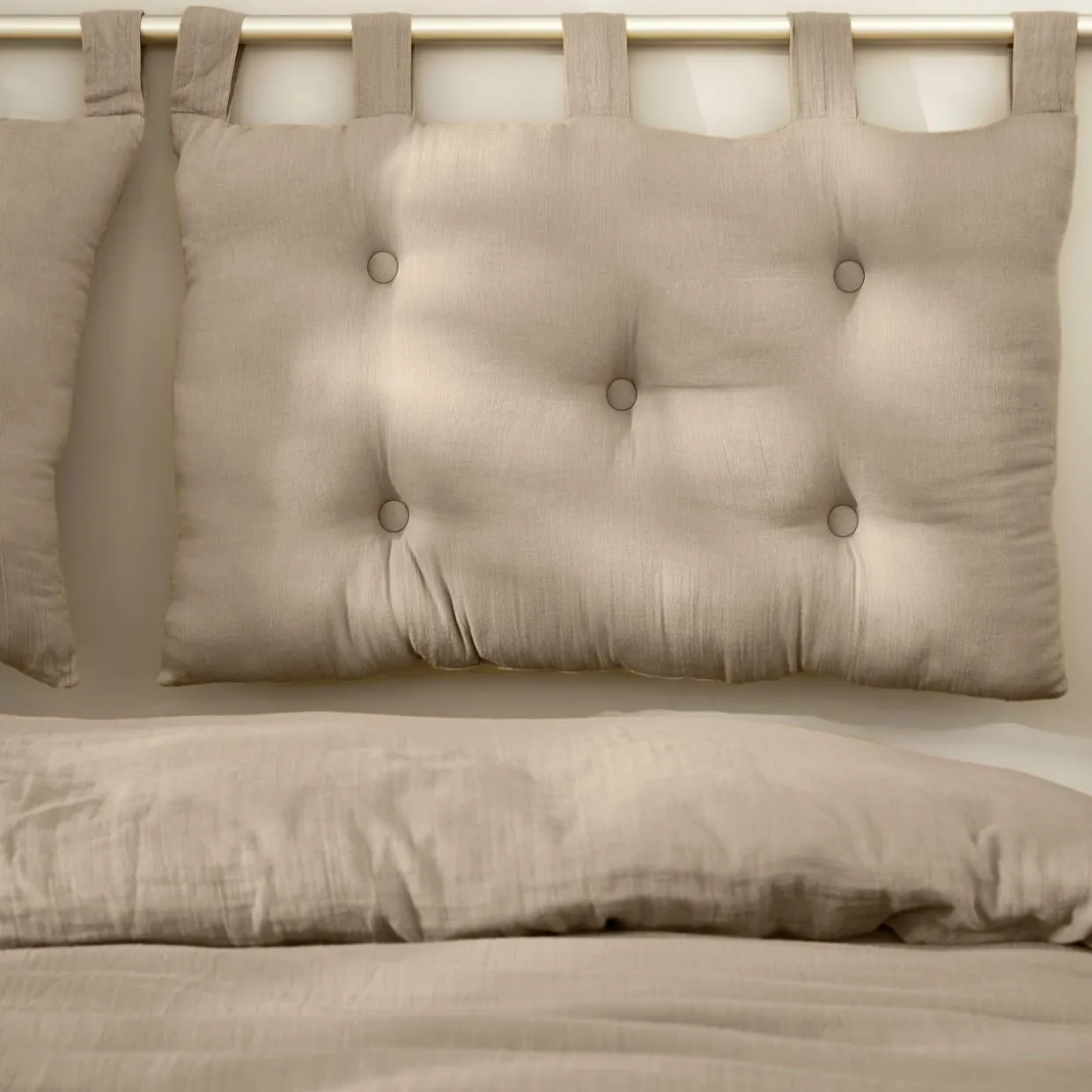 Tête de lit coussin gaze de coton (80 x 50 cm) Gaïa Ficelle