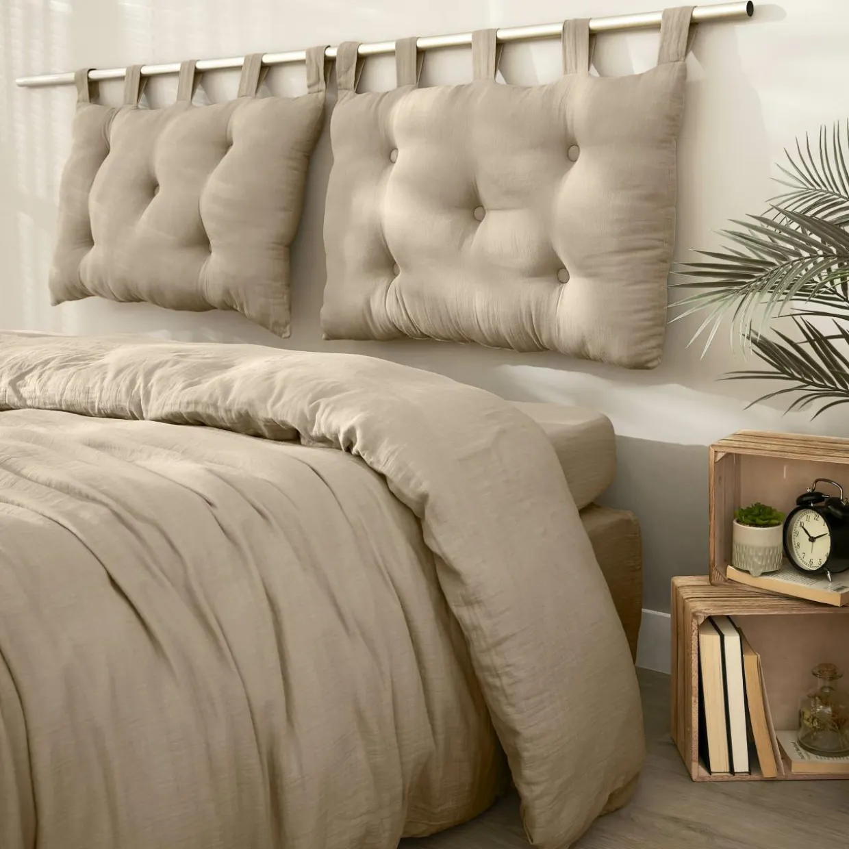 Tête de lit coussin gaze de coton (80 x 50 cm) Gaïa Ficelle
