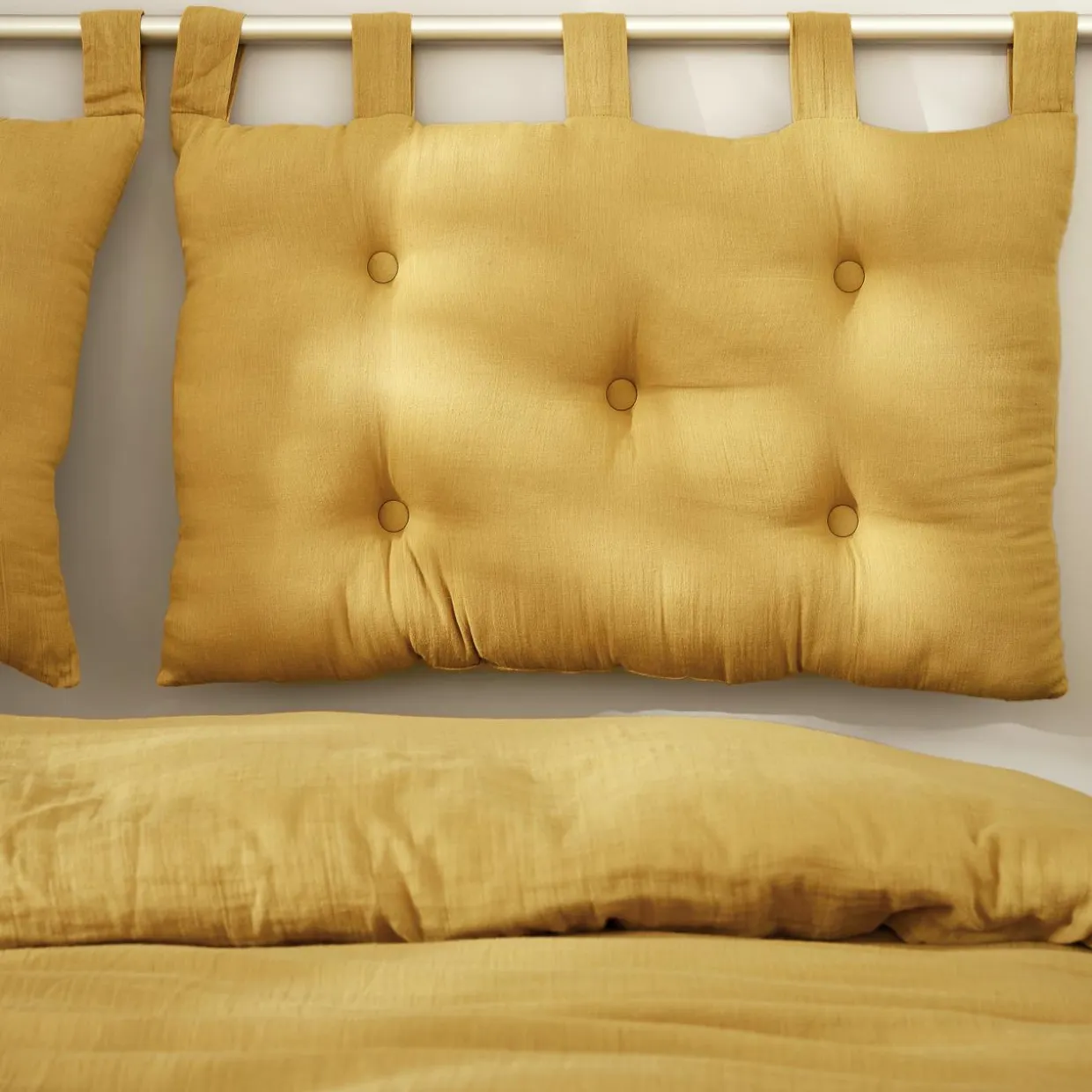 Tête de lit coussin gaze de coton (80 x 50 cm) Gaïa Jaune safran