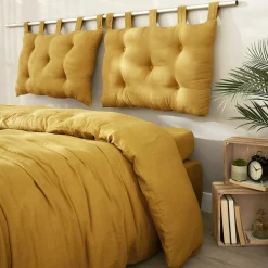 Tête de lit coussin gaze de coton (80 x 50 cm) Gaïa Jaune safran