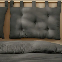 Tête de lit coussin gaze de coton (80 x 50 cm) Gaïa Gris granit