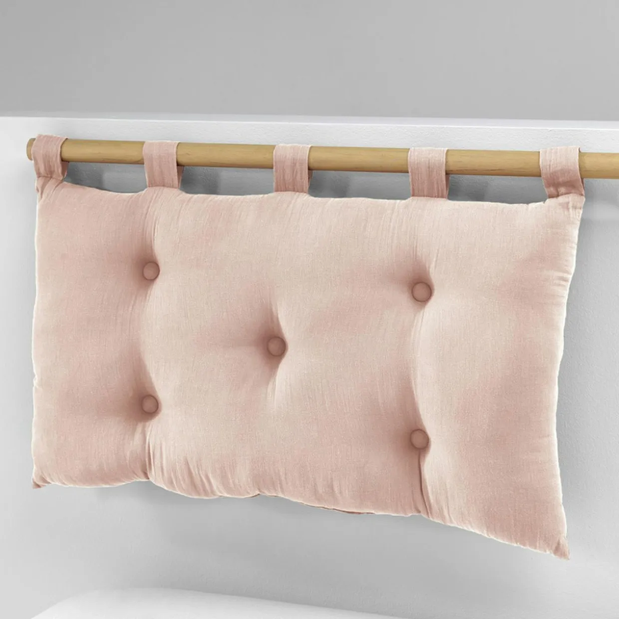 Tête de lit coussin gaze de coton (80 x 50 cm) Gaïa Rose poudré