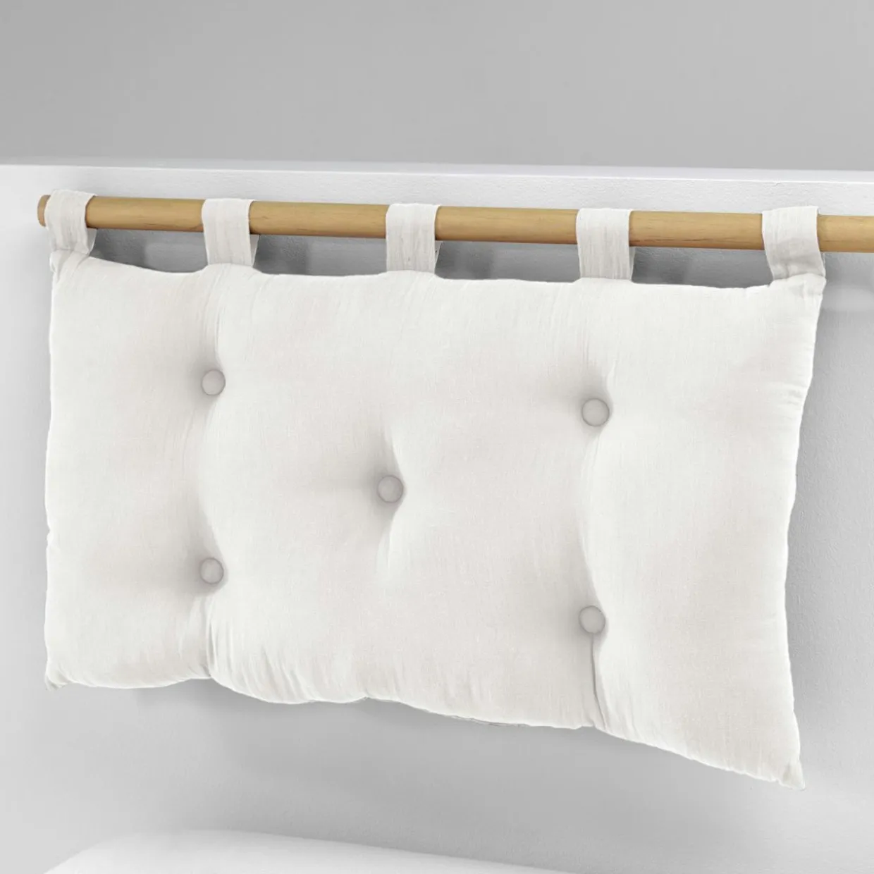 Tête de lit coussin gaze de coton (80 x 50 cm) Gaïa Blanc chantilly