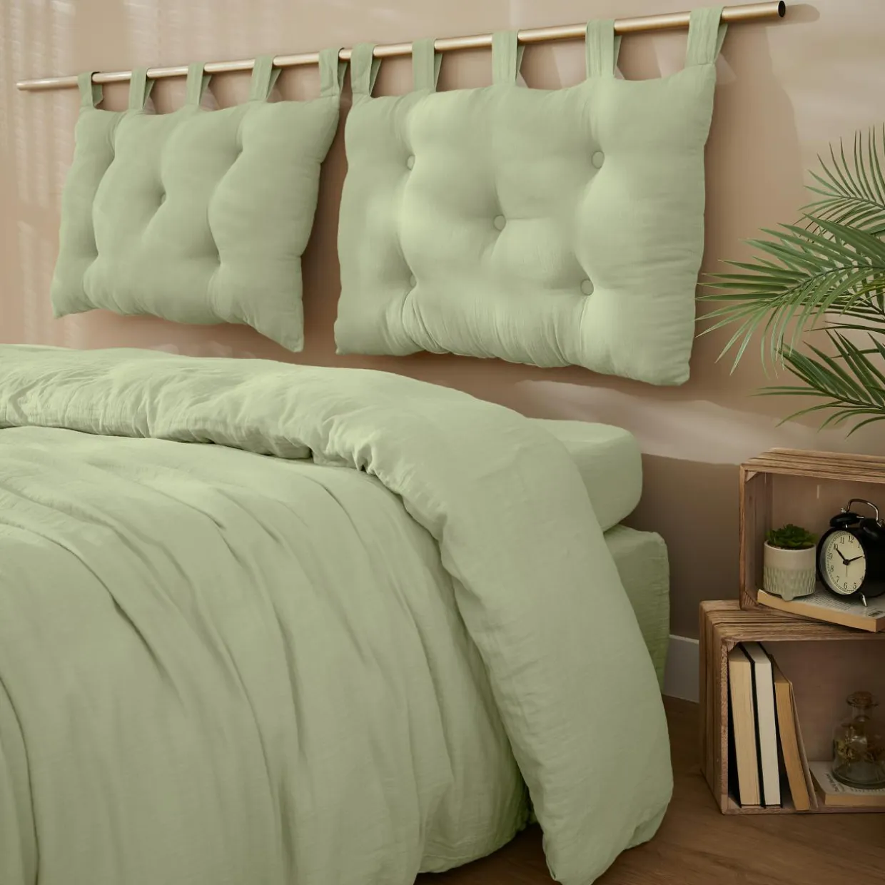 Tête de lit coussin gaze de coton (80 x 50 cm) Gaïa Vert tilleul
