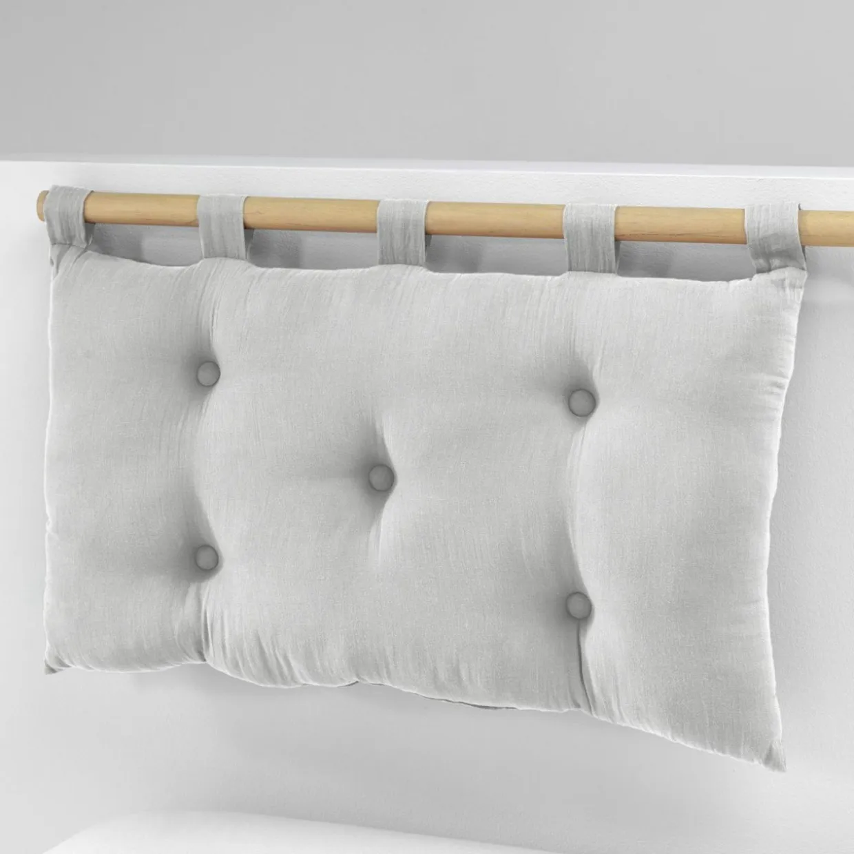 Tête de lit coussin gaze de coton (80 x 50 cm) Gaïa Gris nuage