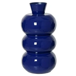 Vase en métal émaillé fait main (H33 cm) Serena Bleu roi brillant