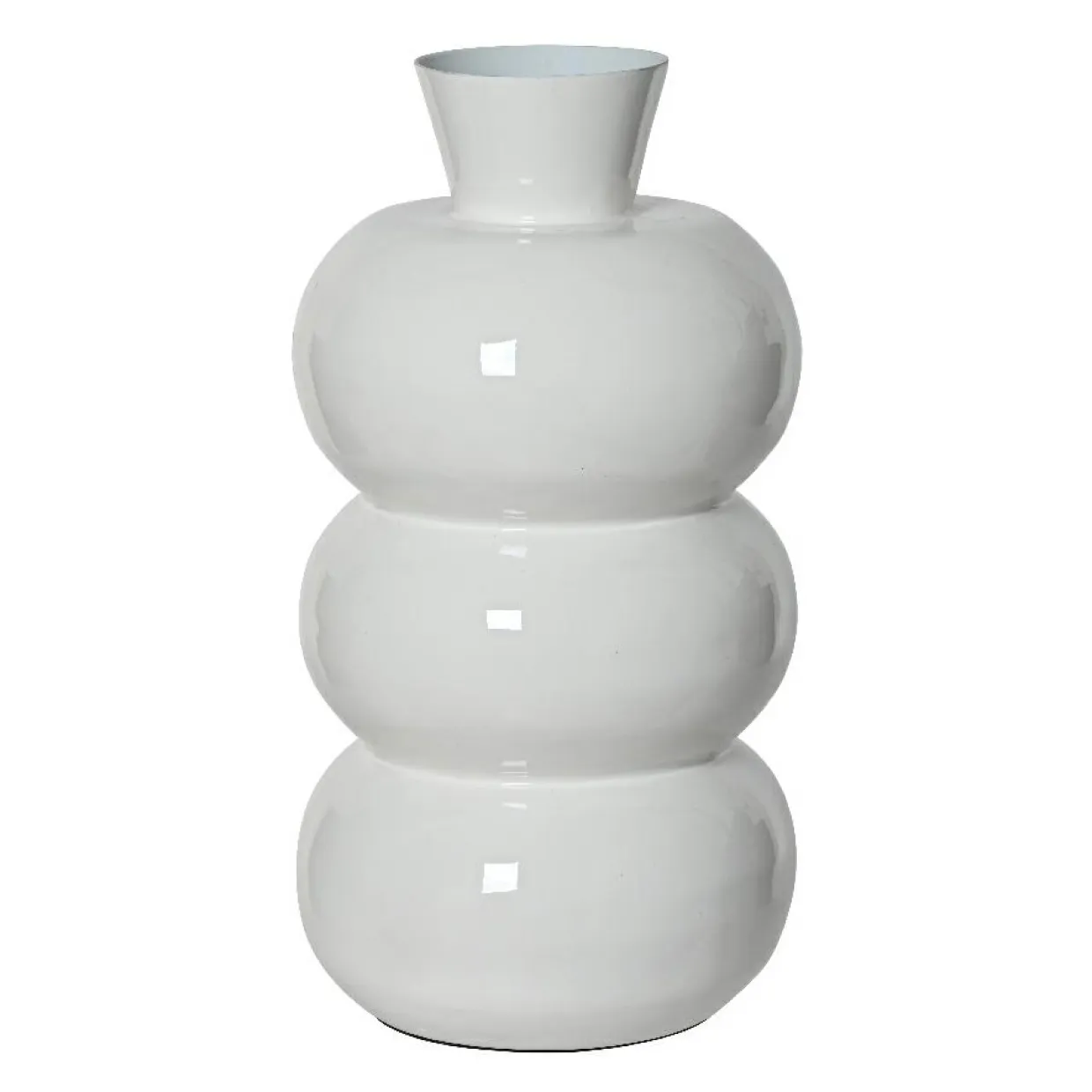 Vase en métal émaillé fait main (H33 cm) Serena Blanc brillant