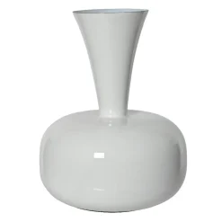 Vase en métal émaillé fait main (H23 cm) Cléa Blanc brillant
