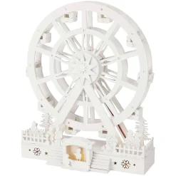 Village de Noël en bois lumineux et animé (H30 cm) Grande roue de Noël
