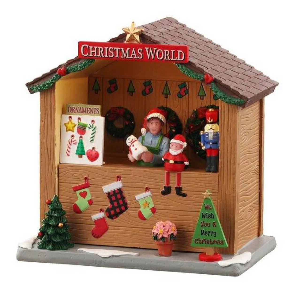 Village de Noël Lemax lumineux à piles Kiosque Christmas World