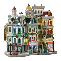 Village de Noël Lemax lumineux à piles Hôtel Holly Jolly