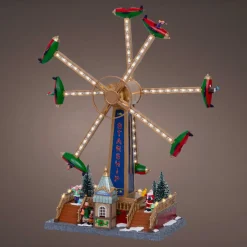 Village de Noël lumineux, animé et musical (H47 cm) Manège avions