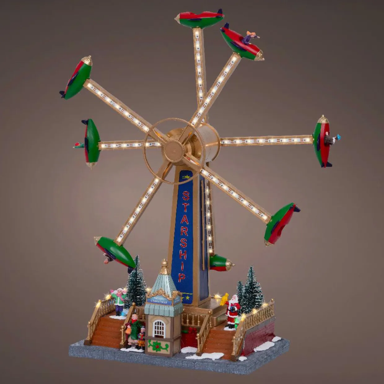 Village de Noël lumineux, animé et musical (H47 cm) Manège avions