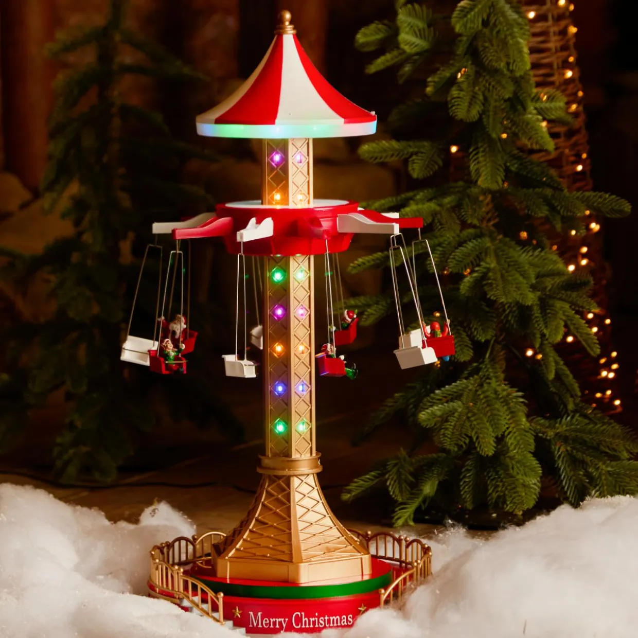 Village de Noël lumineux animé et musical (H52 cm) Manège à sensation