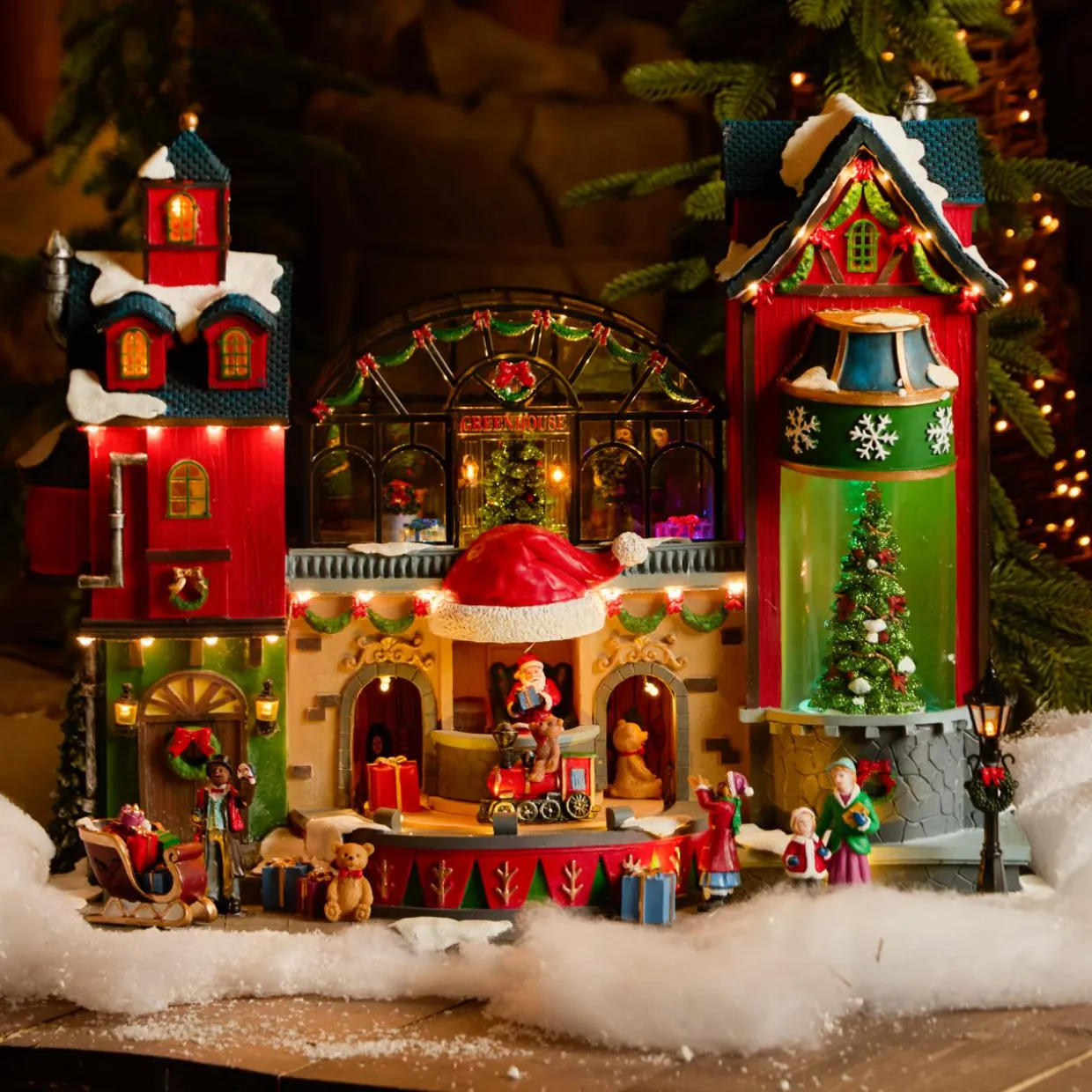 Village de Noël lumineux, animé et musical La fabrique à jouets