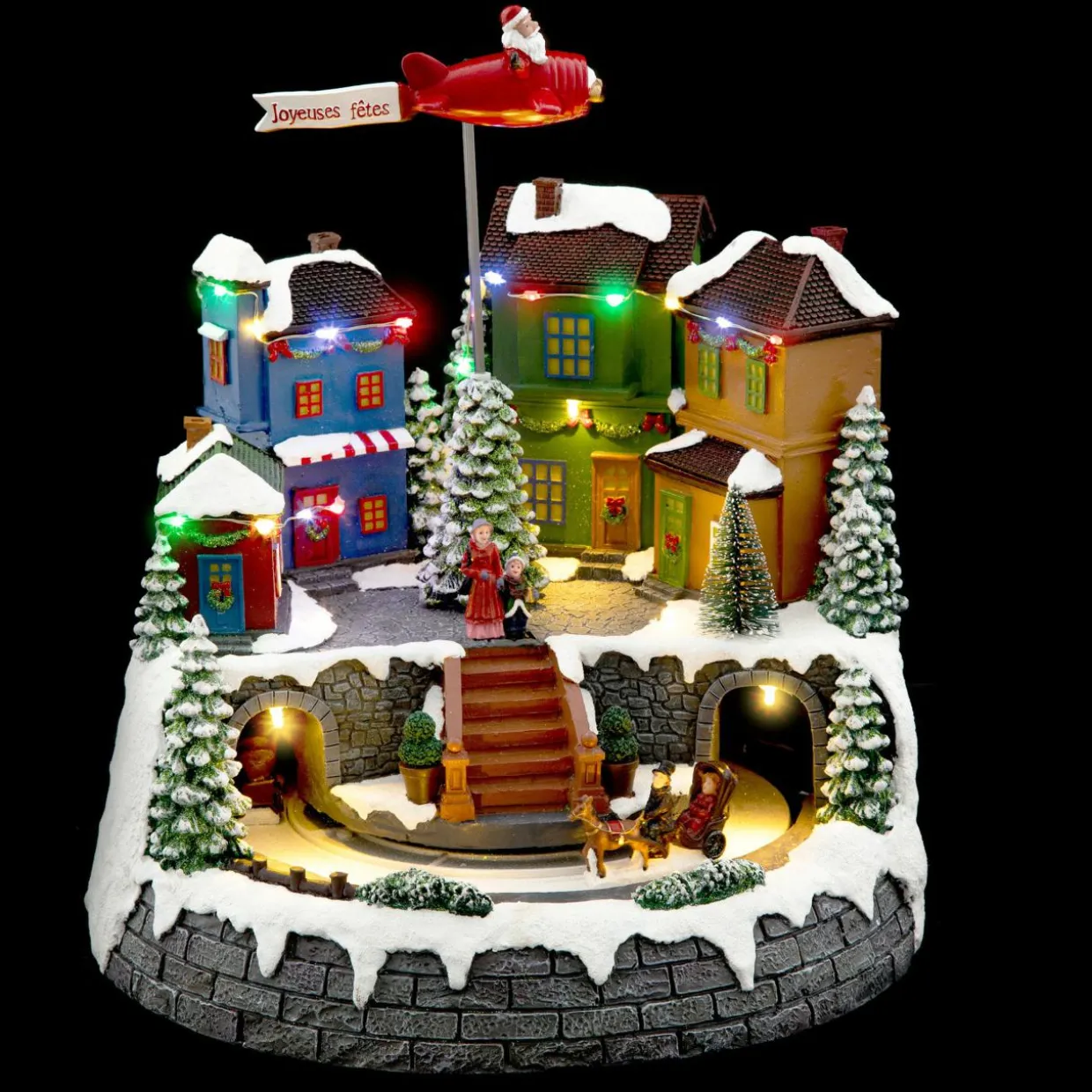 Village de Noël lumineux Avion du Père Noël