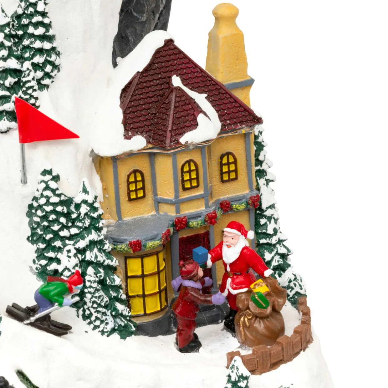 Village de Noël lumineux et animé (H52 cm) Piste de ski lumineuse