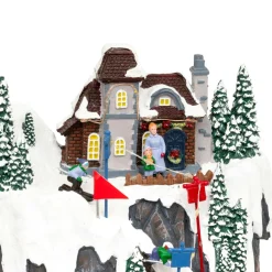 Village de Noël lumineux et animé (H52 cm) Piste de ski lumineuse