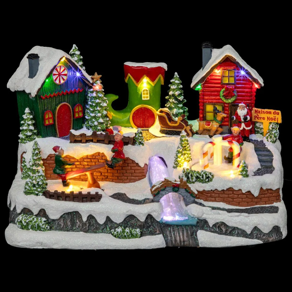 Village de Noël lumineux et animé Village des Lutins