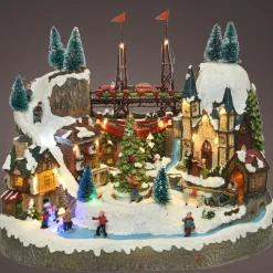 Village de Noël lumineux et musical Ville festive et Chemin de fer