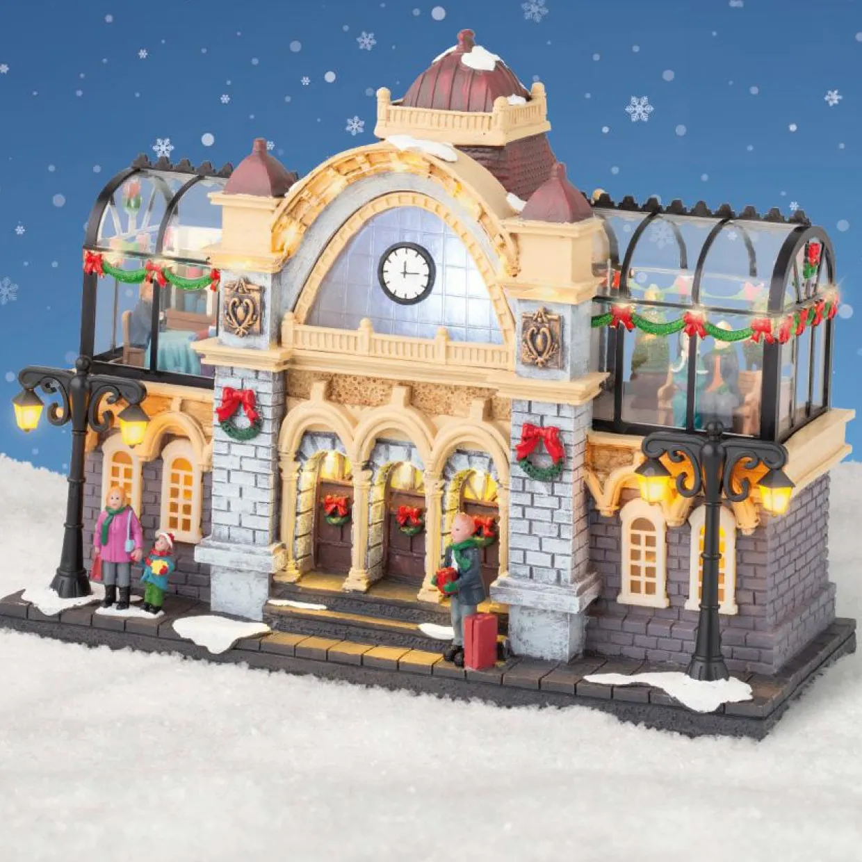 Village de Noël lumineux et musical Gare de train