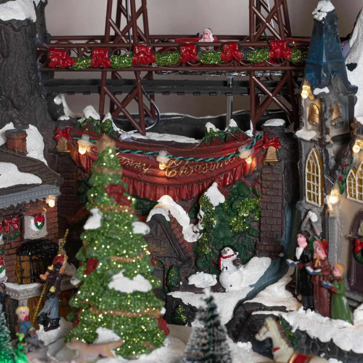 Village de Noël lumineux et musical à piles Glaçons colorés et illuminés