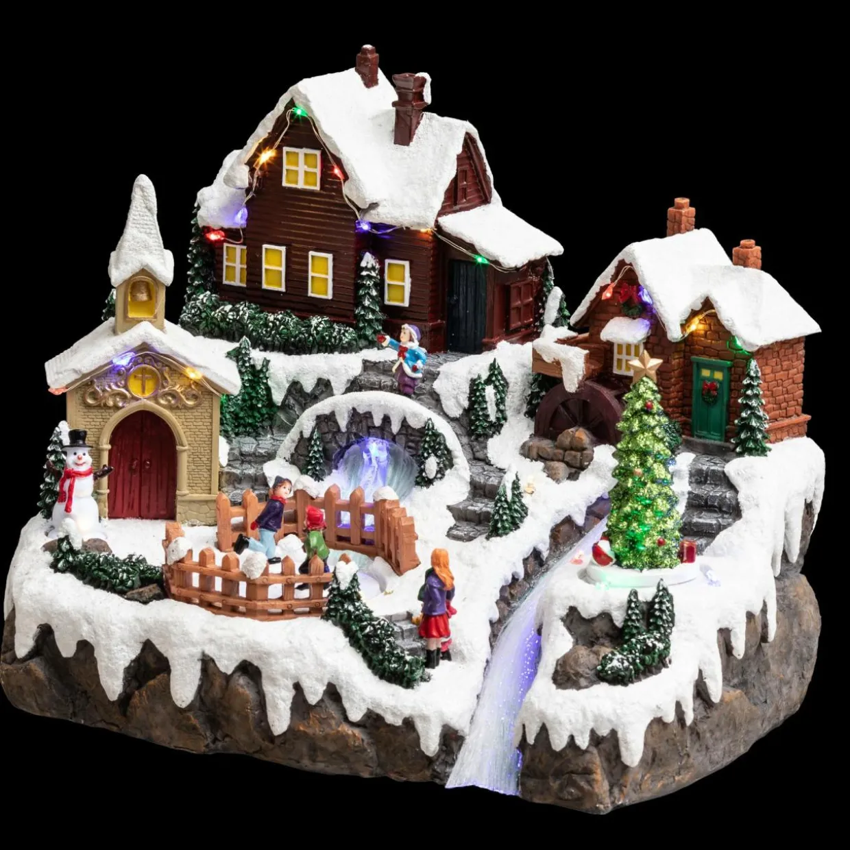 Village de Noël lumineux Lac gelé