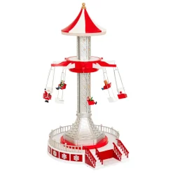 Village de Noël musical et animé (H52 cm) Manège chaises volantes