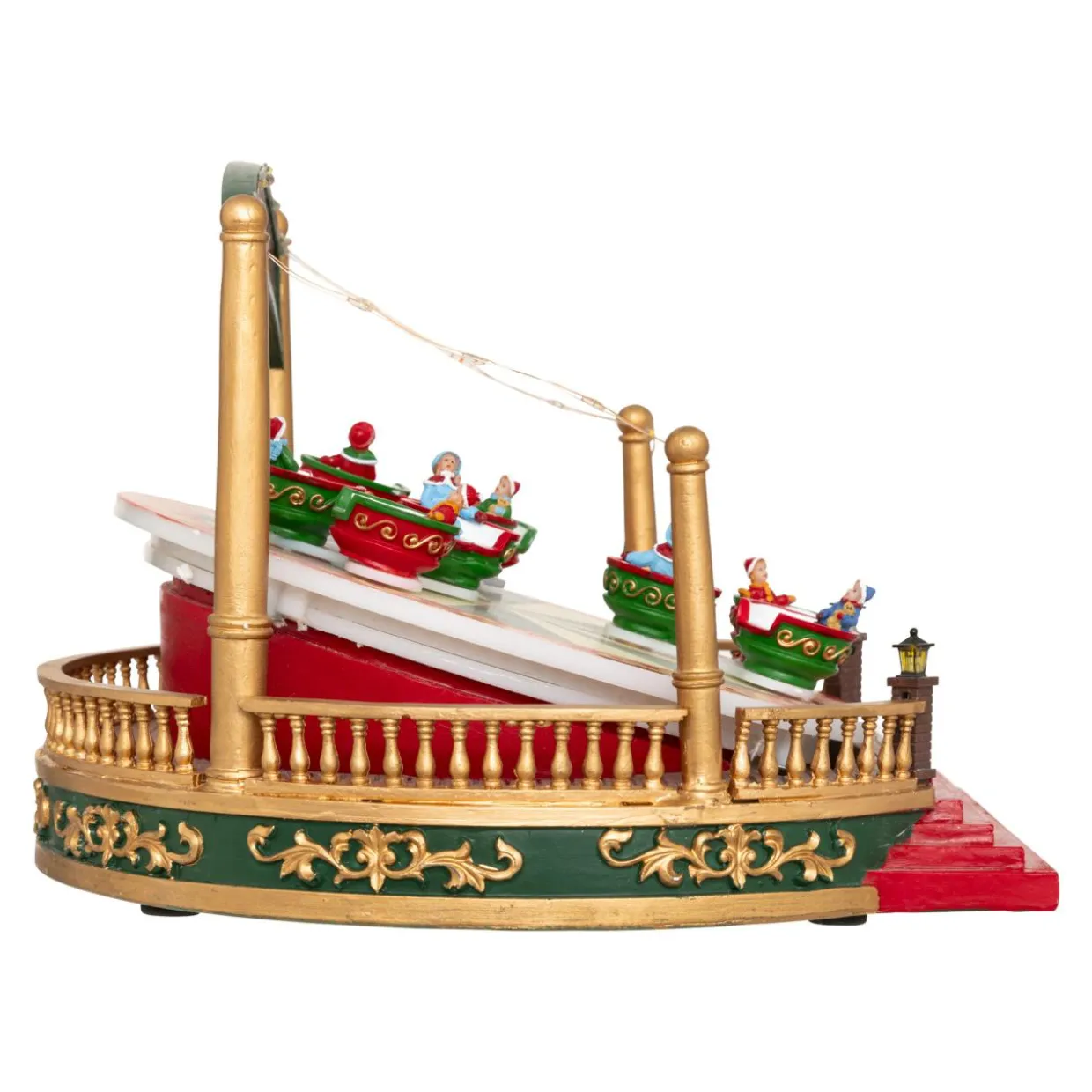 Village de Noël musical et animé sur piles (H26 cm) Manège Tasses tournantes
